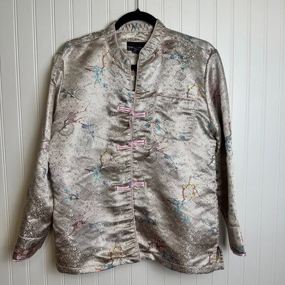 Robert Louis silky Jaquard button front blazer floral pattern size small D43 - Picture 1 of 5